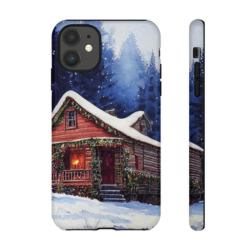 Cozy Christmas Cabin in the Snow - Impact Resistant Phone Case iPhone 11 Glossy